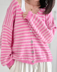 Strickjacke, Streifen, Flauschi, II, 7 Farben