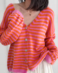 Strickjacke, Streifen, Flauschi, II, 5 Farben