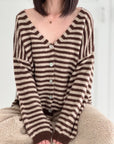 Strickjacke, Streifen, Flauschi, II, 5 Farben
