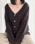 Strickjacke, Streifen, Flauschi, II, 5 Farben