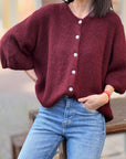 Strickjacke, Alpaka, Oversize, 3/4 Ärmel, 5 Farben