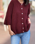 Strickjacke, Alpaka, Oversize, 3/4 Ärmel, 5 Farben