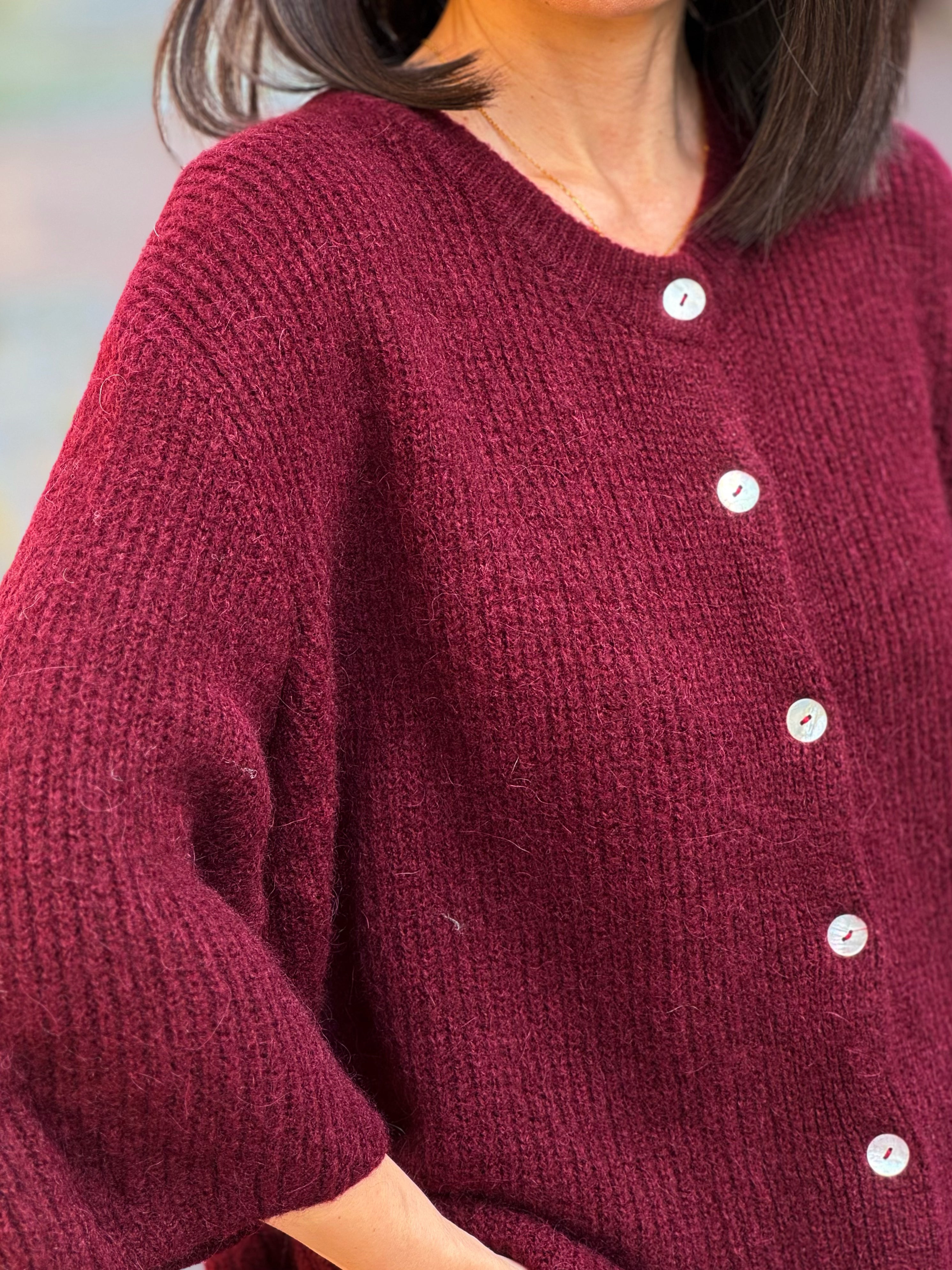 Strickjacke, Alpaka, Oversize, 3/4 Ärmel, 5 Farben