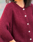 Strickjacke, Alpaka, Oversize, 3/4 Ärmel, 5 Farben
