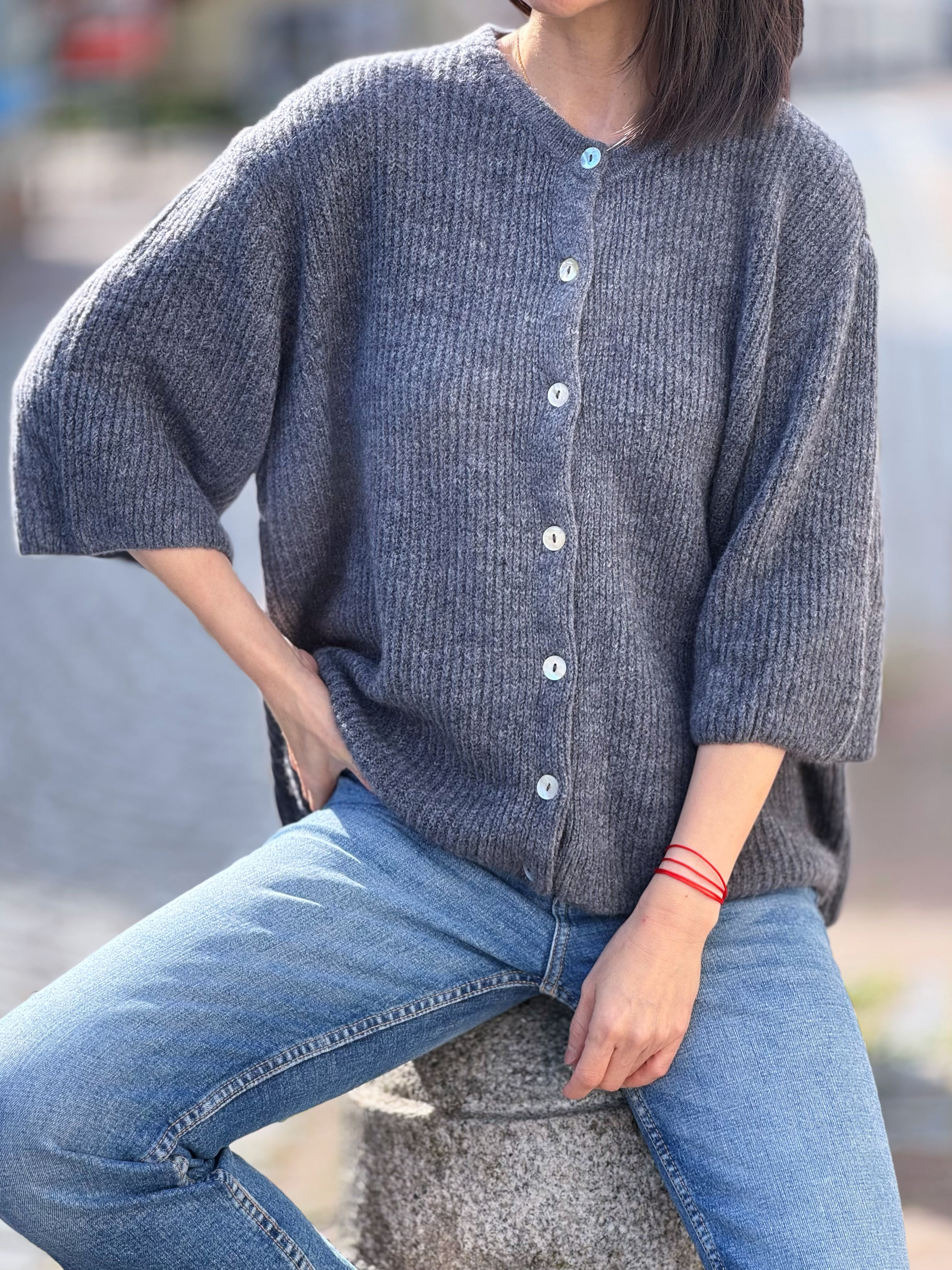 Strickjacke, Alpaka, Oversize, 3/4 Ärmel, 5 Farben