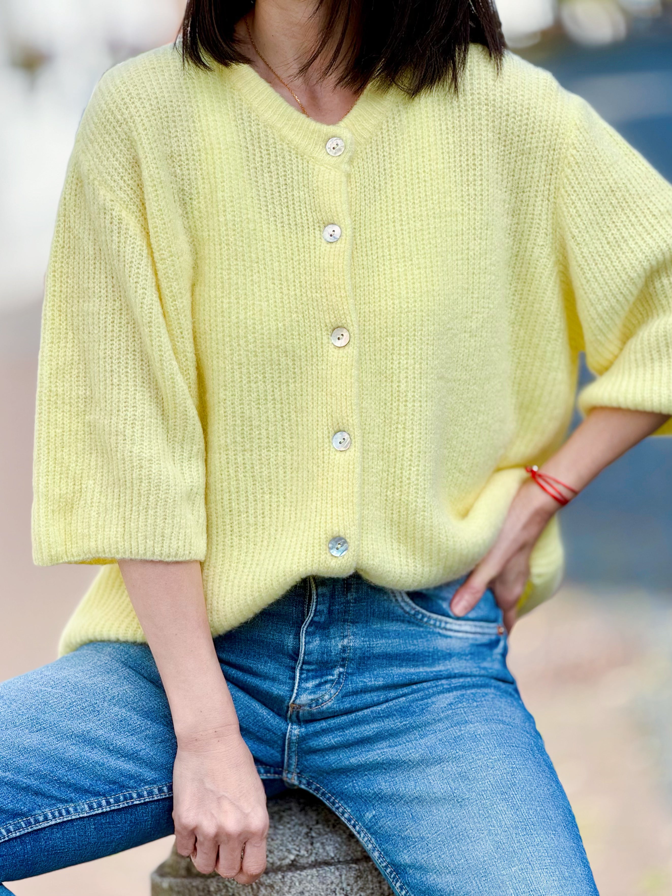 Strickjacke, Alpaka, Oversize, 3/4 Ärmel, 5 Farben