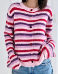 Strickjacke, bunte Streifen, 2 Farben