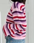 Strickjacke, bunte Streifen, 2 Farben