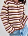 Strickjacke, bunte Streifen, 2 Farben