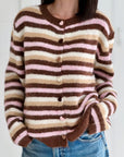 Strickjacke, bunte Streifen, 2 Farben