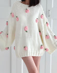 Strickpullover, 3D-Blumen, Grobstrick