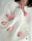Strickpullover, 3D-Blumen, Grobstrick