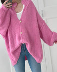 Strickjacke, mit goldenen Knöpfen, Rosa