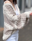 Strickjacke, Zopf & Streifen, 2 Farben