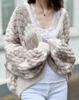 Strickjacke, Zopf & Streifen, 2 Farben