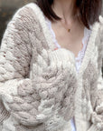 Strickjacke, Zopf & Streifen, 2 Farben