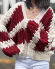 Strickjacke, Zopf & Streifen, 2 Farben