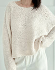 Bouclé Pullover, R-Ausschnitt, 4 Farben