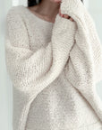 Bouclé Pullover, R-Ausschnitt, 4 Farben