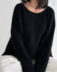 Bouclé Pullover, R-Ausschnitt, 4 Farben