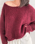 Bouclé Pullover, R-Ausschnitt, 4 Farben