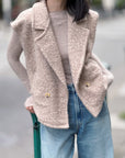 Bouclé Revers Weste, 2 Farben
