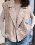 Bouclé Revers Weste, 2 Farben