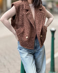 Bouclé Revers Weste, 2 Farben