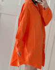 Musselin Bluse, long oversize, Orange
