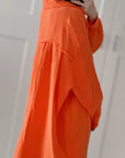 Musselin Bluse, long oversize, Orange