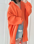 Musselin Bluse, long oversize, Orange