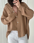 Musselin Bluse, regular, Camel