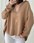 Musselin Bluse, regular, Camel