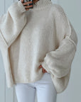 Pullover, flauschi, Stehkragen, Cremeweiß