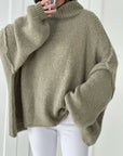 Pullover, flauschi, Stehkragen, Matcha