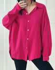 Musselin Bluse, regular, Fuchsie