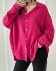 Musselin Bluse, regular, Fuchsie