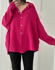 Musselin Bluse, regular, Fuchsie