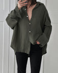 Musselin Bluse, regular, Dunkelkhaki