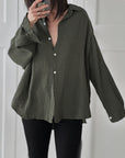 Musselin Bluse, regular, Dunkelkhaki