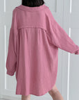 Musselin Bluse, long oversize, Beere