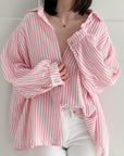 Musselin Bluse, Streifen I, 10 Farben