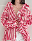 Musselin Bluse, Streifen I, 10 Farben
