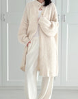 lange Strickjacke, Goldknöpfe , flauschi, 3 Farben
