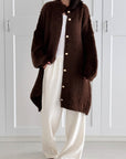 lange Strickjacke, Goldknöpfe , flauschi, 3 Farben