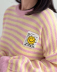 Pullover, Smiley, Streifen, Flauschi, 8 Farben