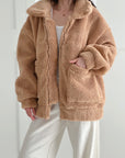 Teddy-Winterjacke, Camel