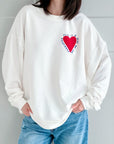 Sweatshirt, Herz, Weiß