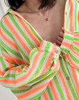 Musselin Bluse, bunte Streifen I, 6 Farbeni