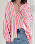 Musselin Bluse, bunte Streifen I, 6 Farbeni